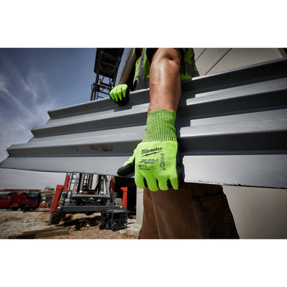 High Visibility Cut Level 5 Polyurethane Dipped Gloves - L