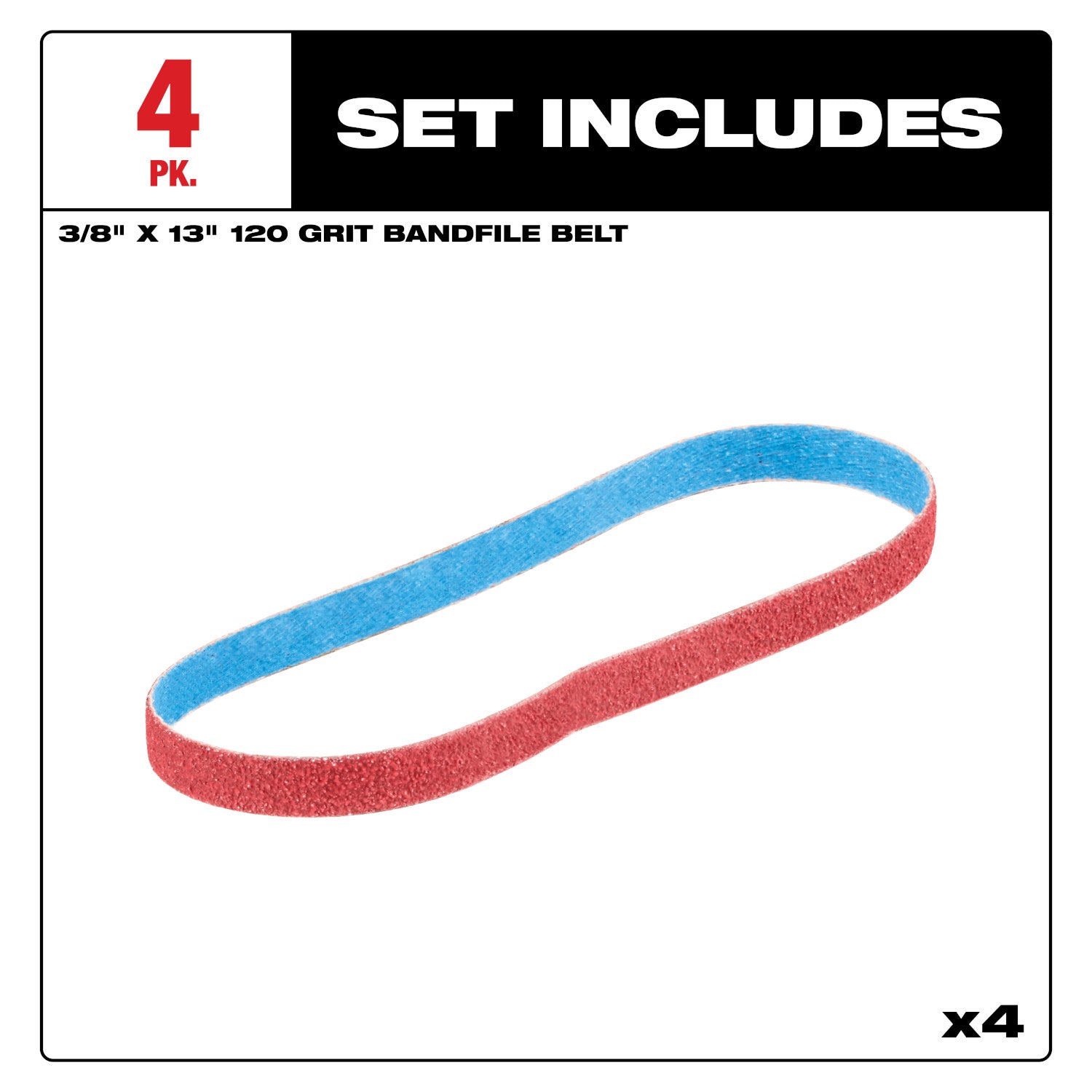 3/8” x 13” 120 Grit Bandfile Belts – 4 pack