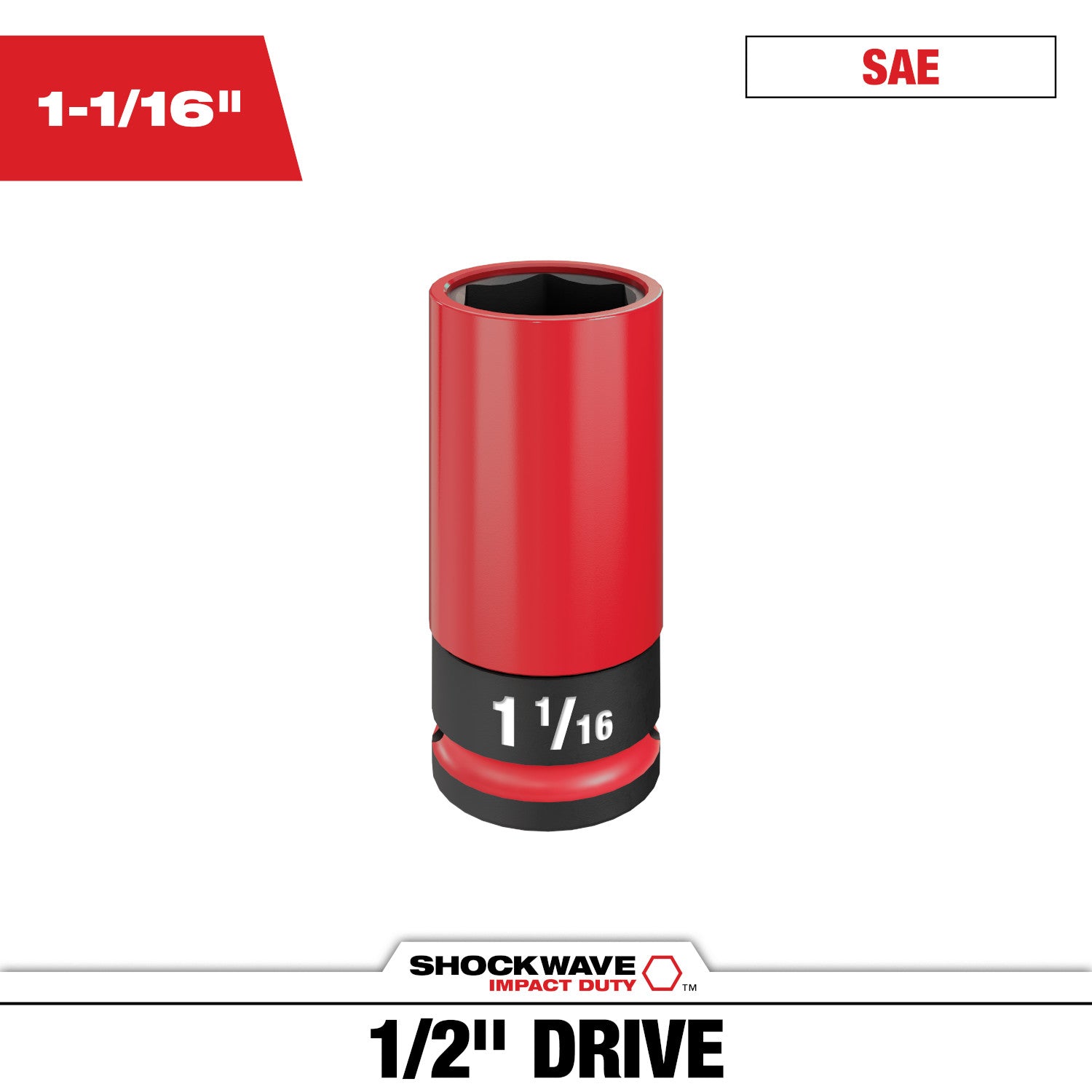 SHOCKWAVE Impact Duty 1/2 Drive 1-1/16" SAE Lug Nut Wheel Socket