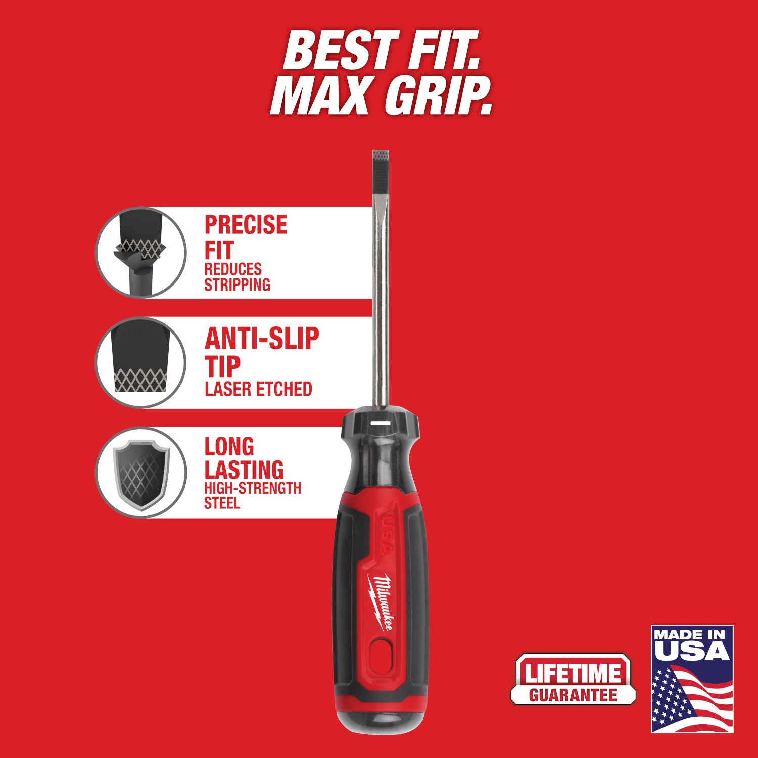 3/16" Cabinet 3" Cushion Grip Screwdriver (USA)