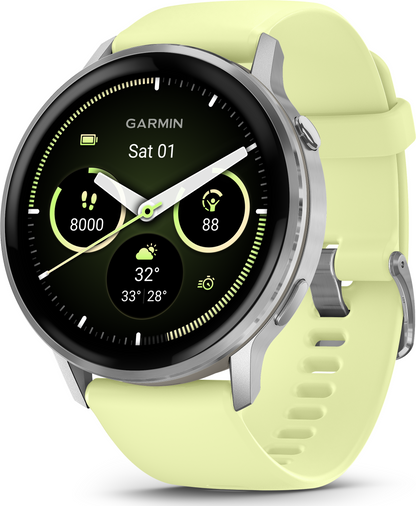 Garmin Venu 4  Advanced Health and Fitness GPS Smartwatch 45mm - Silver with Citron Silicone Band