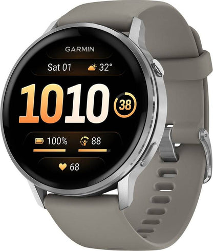 Garmin Venu 4  Advanced Health and Fitness GPS Smartwatch 45mm - Silver with Silver Gray Silicone Band