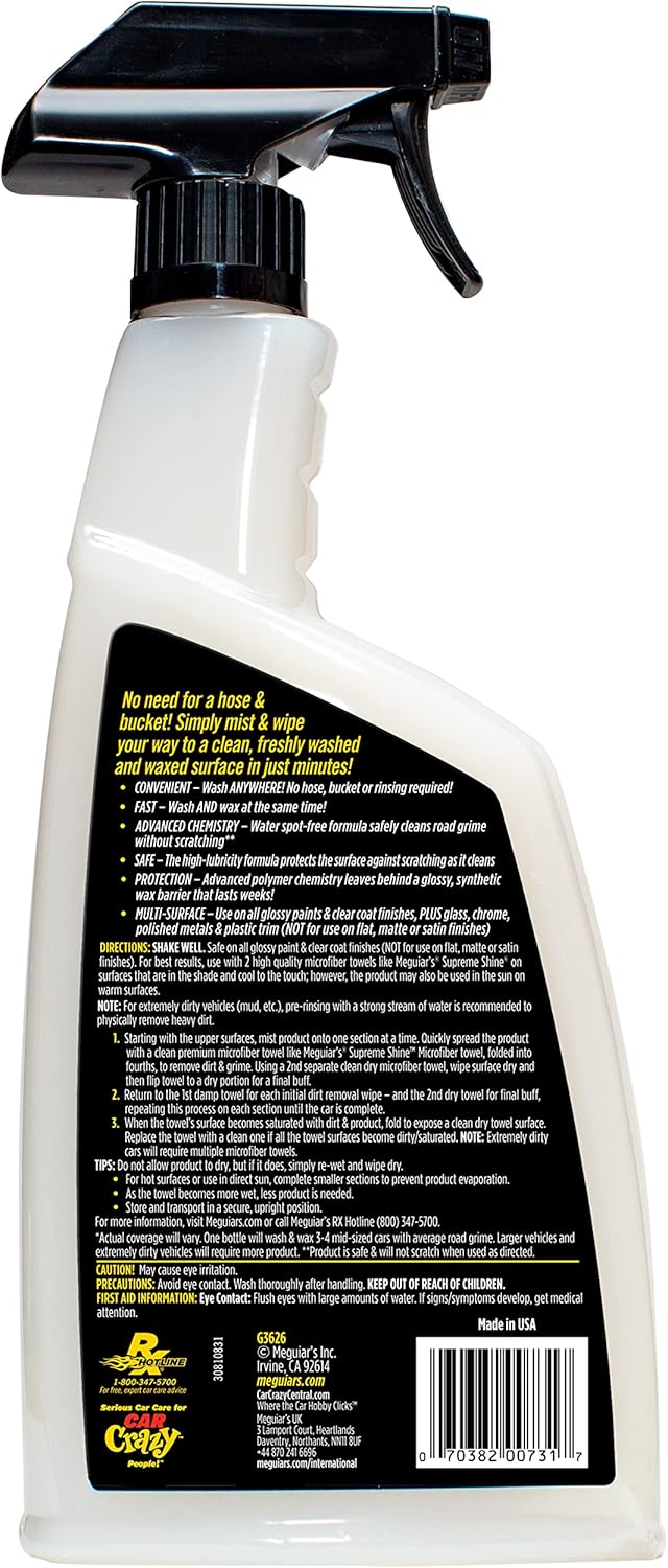 Meguiars Car Wash G3626 Ultimate Waterless Wash & Wax Scratch-Free Cleaning Spray