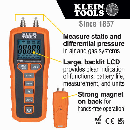 Klein Tools Digital Manometer Air & Gas Pressure Tester