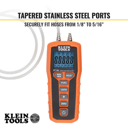 Klein Tools Digital Manometer Air & Gas Pressure Tester