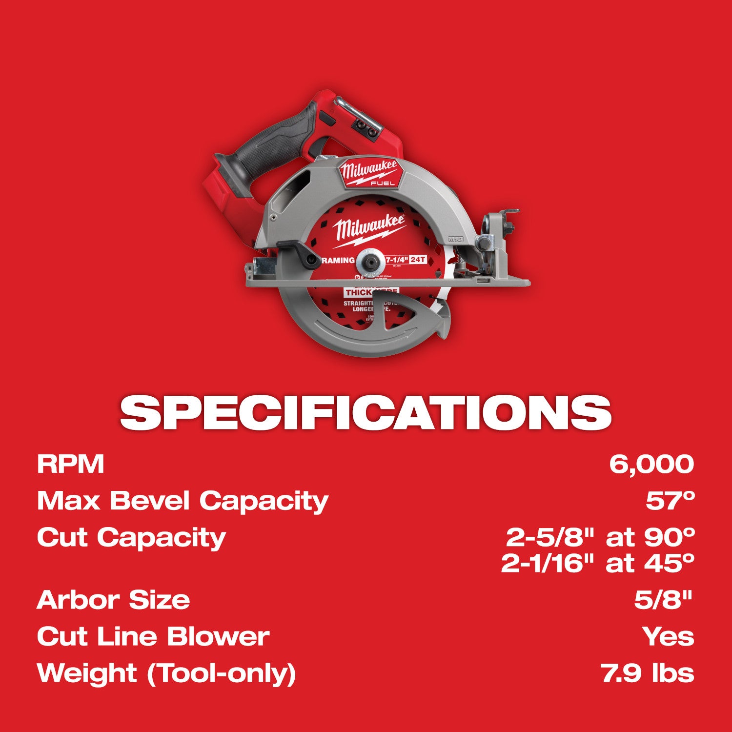 Milwaukee M18 Fuel 7 1/4" Circular Saw Ergonomic Handle - Tool Only
