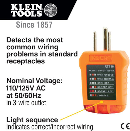 Klein Tools Outlet Tester AC Electrical Receptacle Tester for North American Outlets