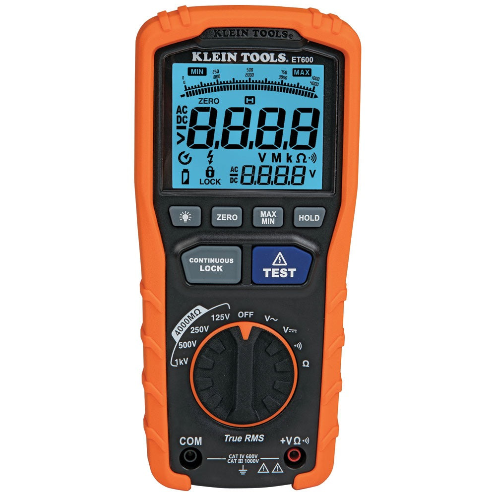Klein Tools Multimeter 125V/250V/500V/1000V  Megohmmeter Insulation Tester