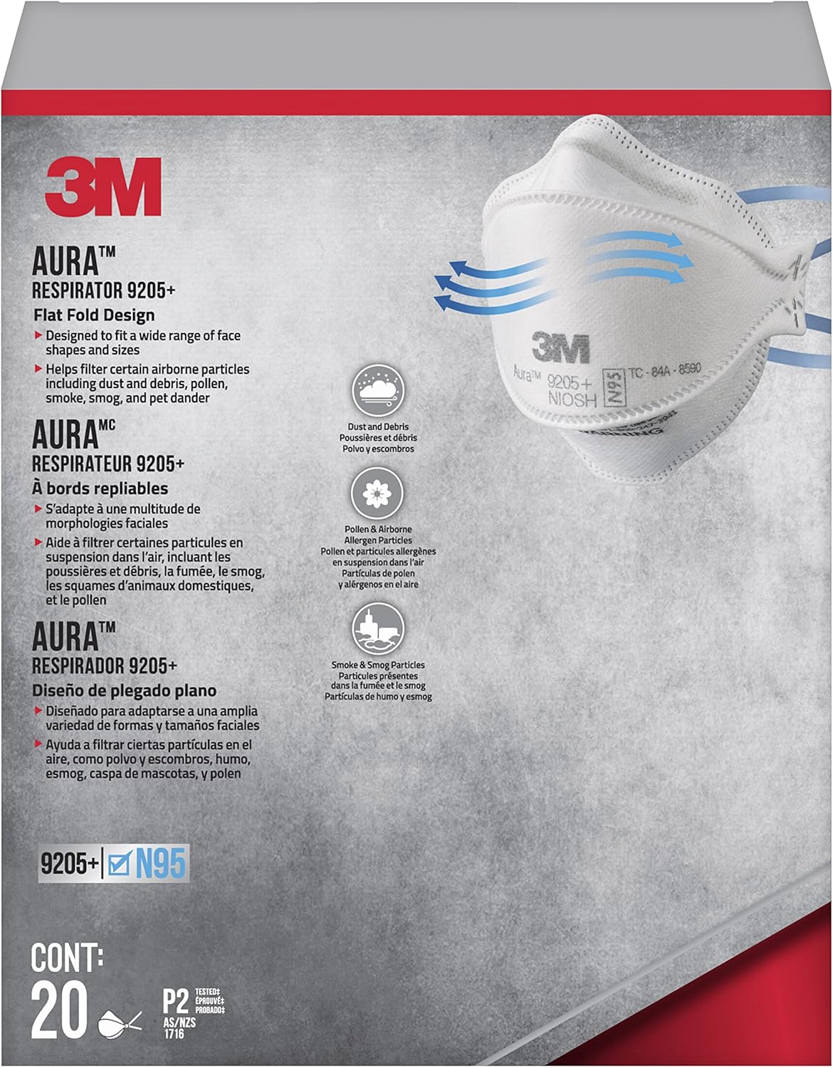 3M Safety Aura Particulate Respirator 9205PH-20 DCCA White
