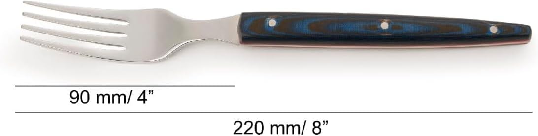 Arcos The Origin Steak Knives & Forks Set Blue Micarta Handles - 8 Pcs