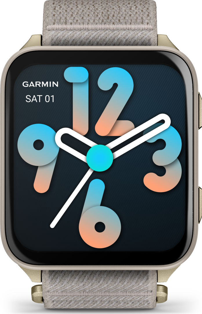 Garmin VenuX1 Soft Gold with Titanium Caseback & French Gray Nylon