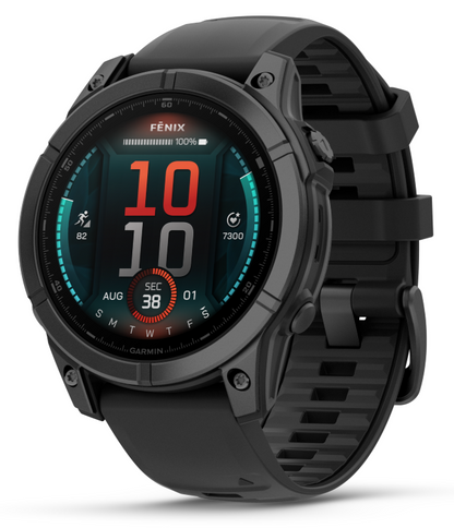 Garmin Fēnix E – 47 mm Slate Gray Steel with Black Silicone Band