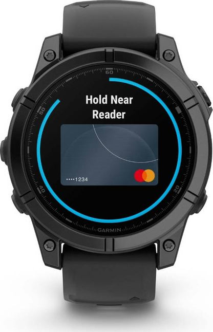 Garmin Fēnix E – 47 mm Slate Gray Steel with Black Silicone Band