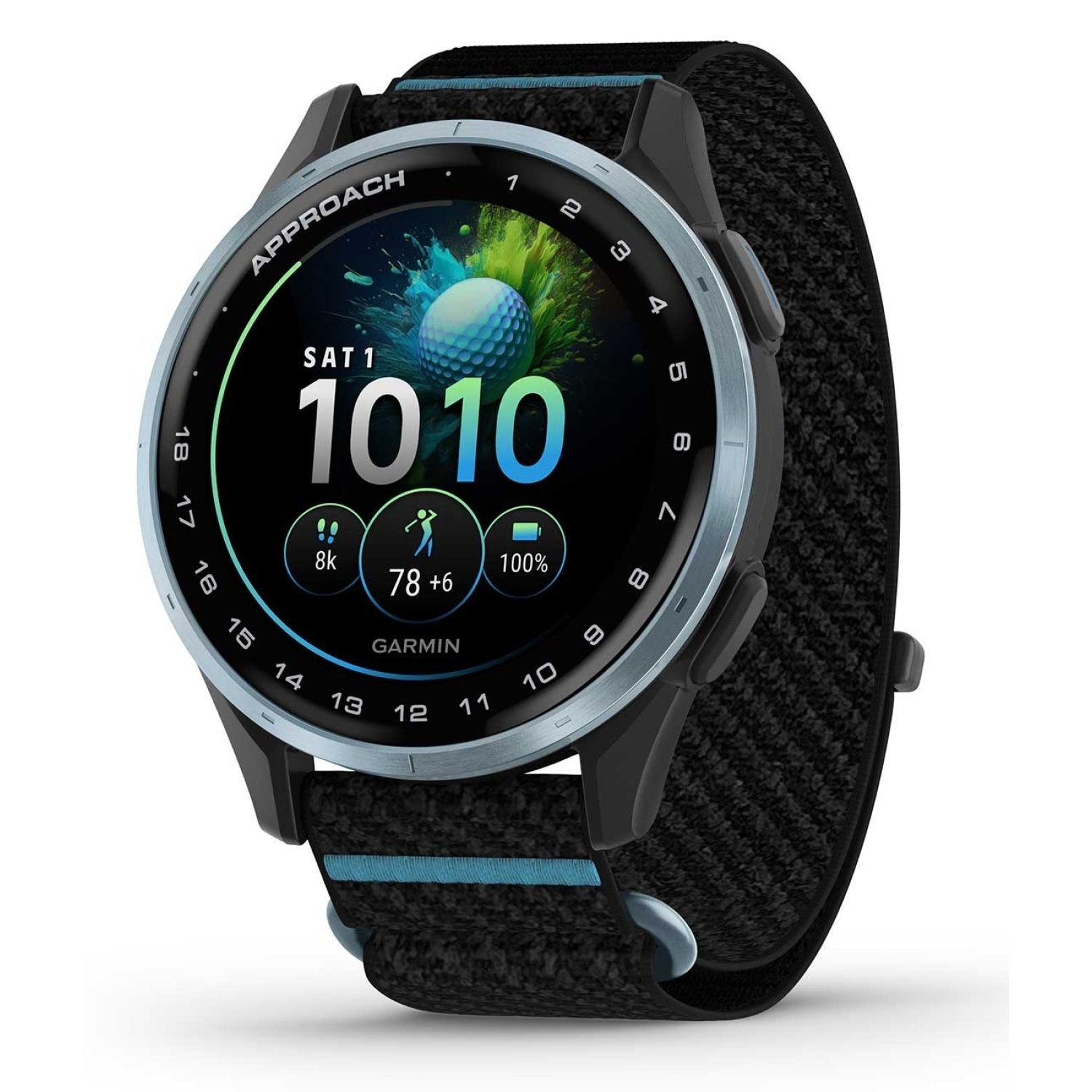 Garmin Approach J1 Cloud Blue Aluminum Bezel with Black/Azure ComfortFit