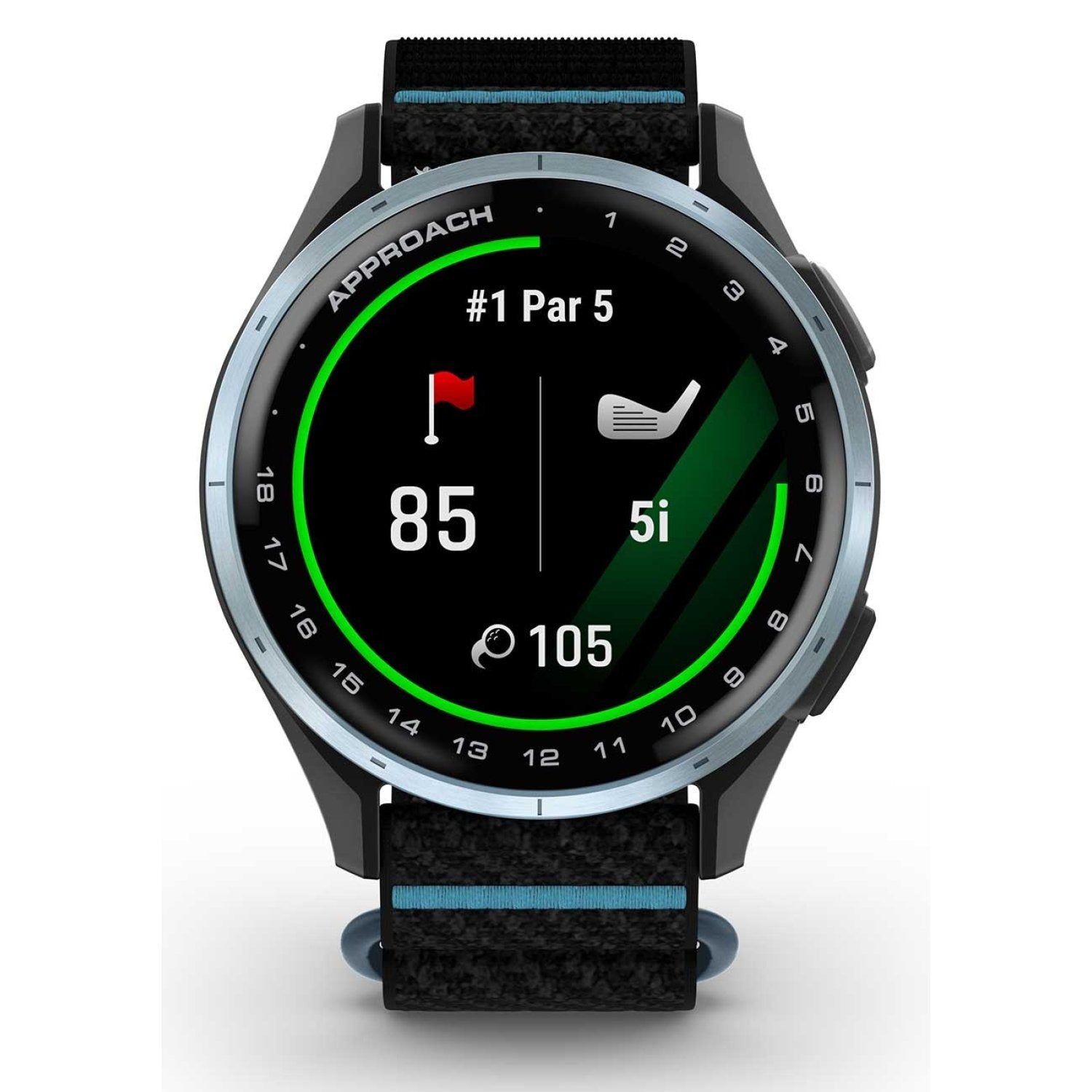 Garmin Approach J1 Cloud Blue Aluminum Bezel with Black/Azure ComfortFit