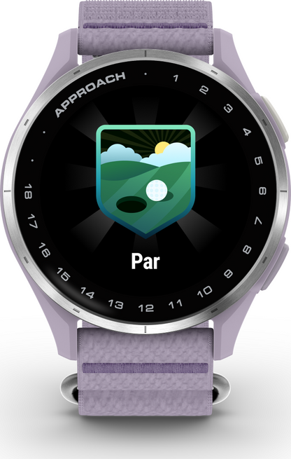 Garmin Approach J1 Silver Aluminum Bezel with Lilac ComfortFit Fabric