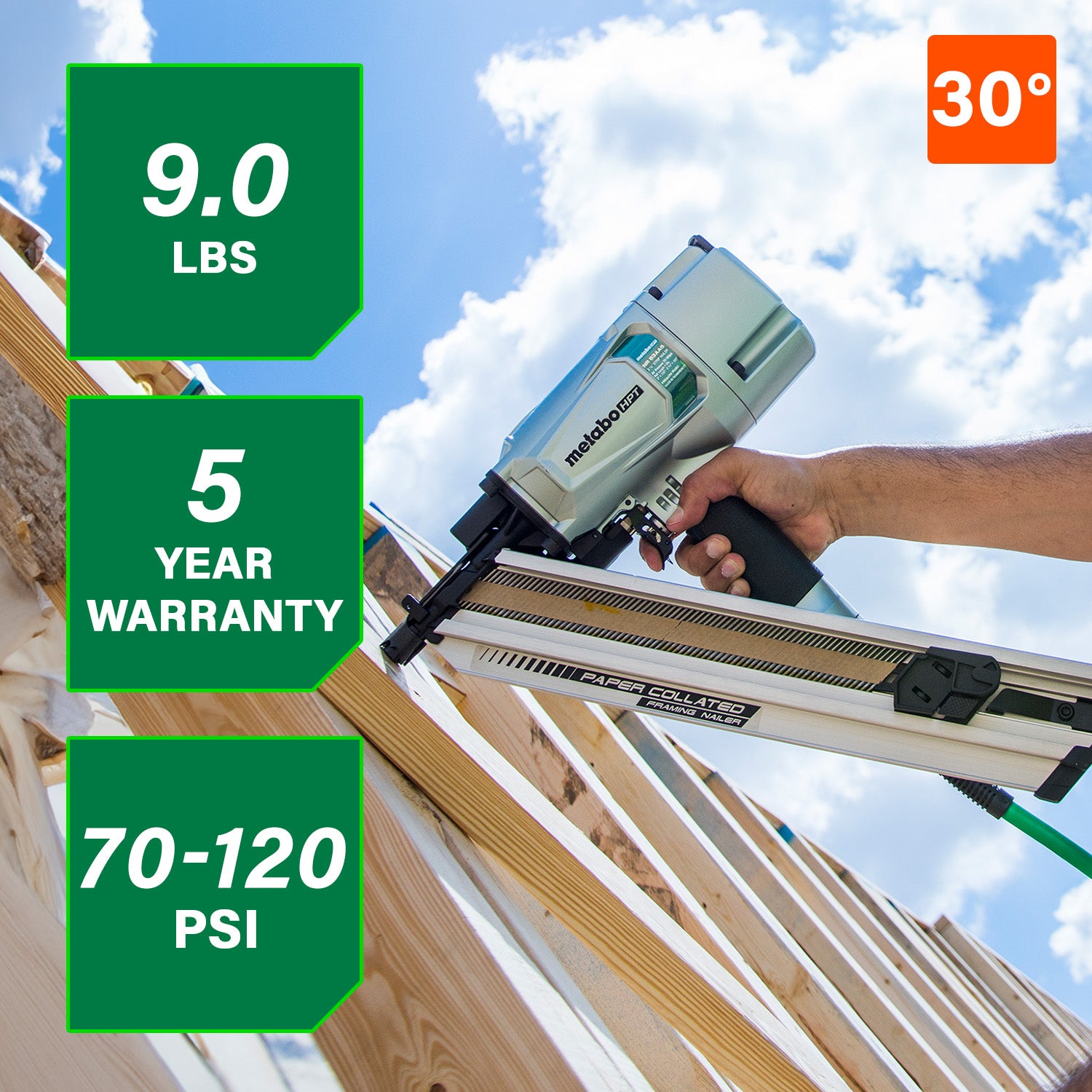 Metabo HPT 2" to 3-1/4" Pneumatic Framing Nailer