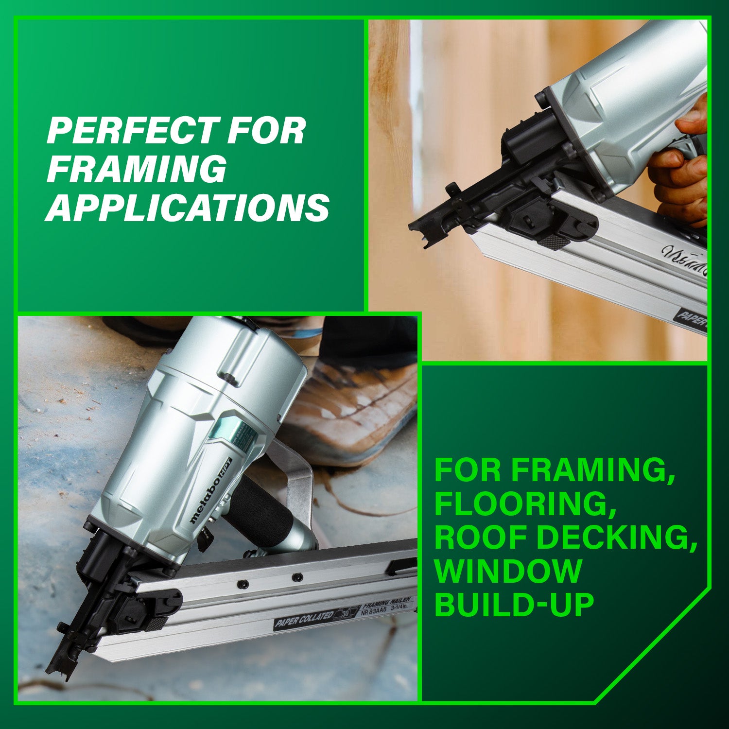Metabo HPT 2" to 3-1/4" Pneumatic Framing Nailer