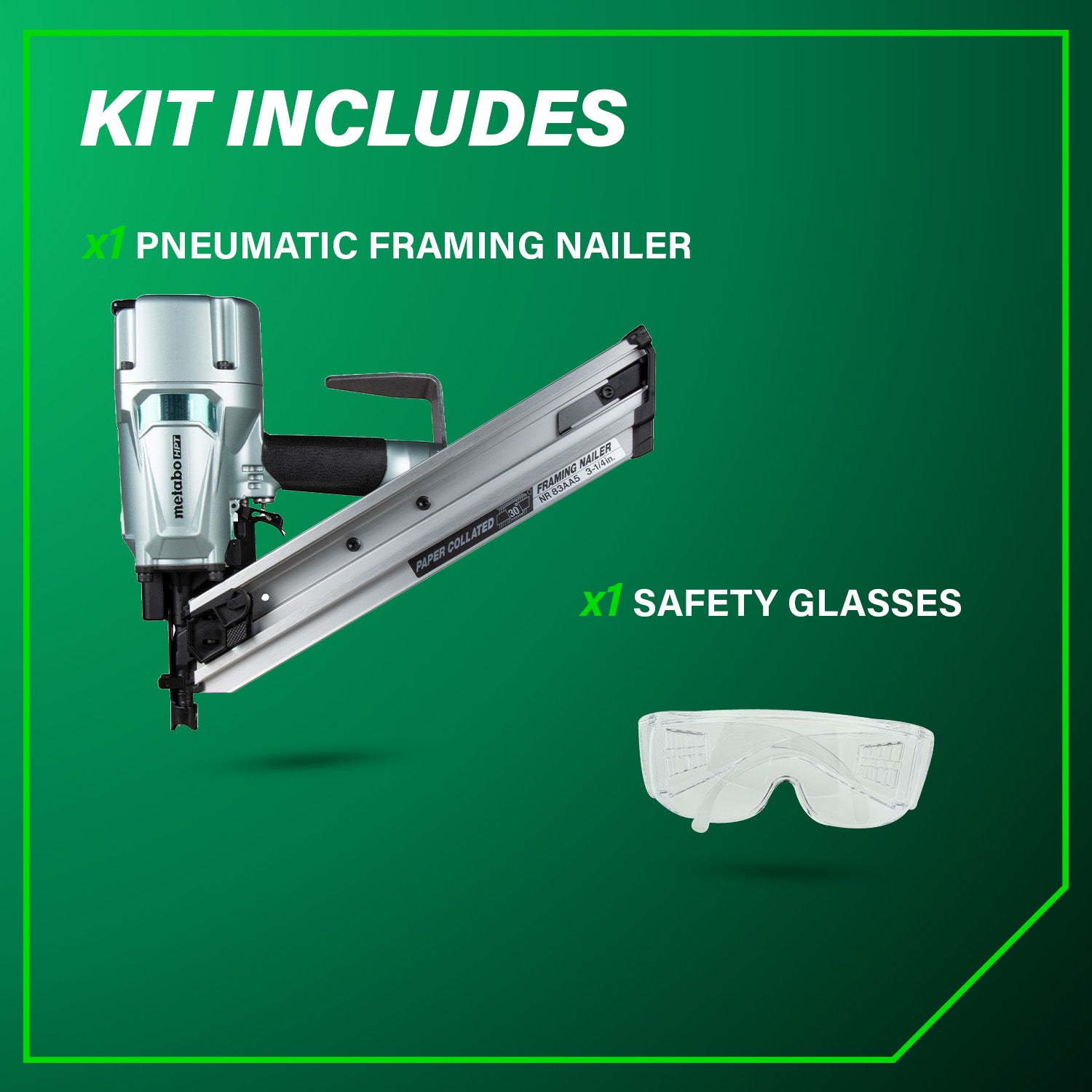 Metabo HPT 2" to 3-1/4" Pneumatic Framing Nailer