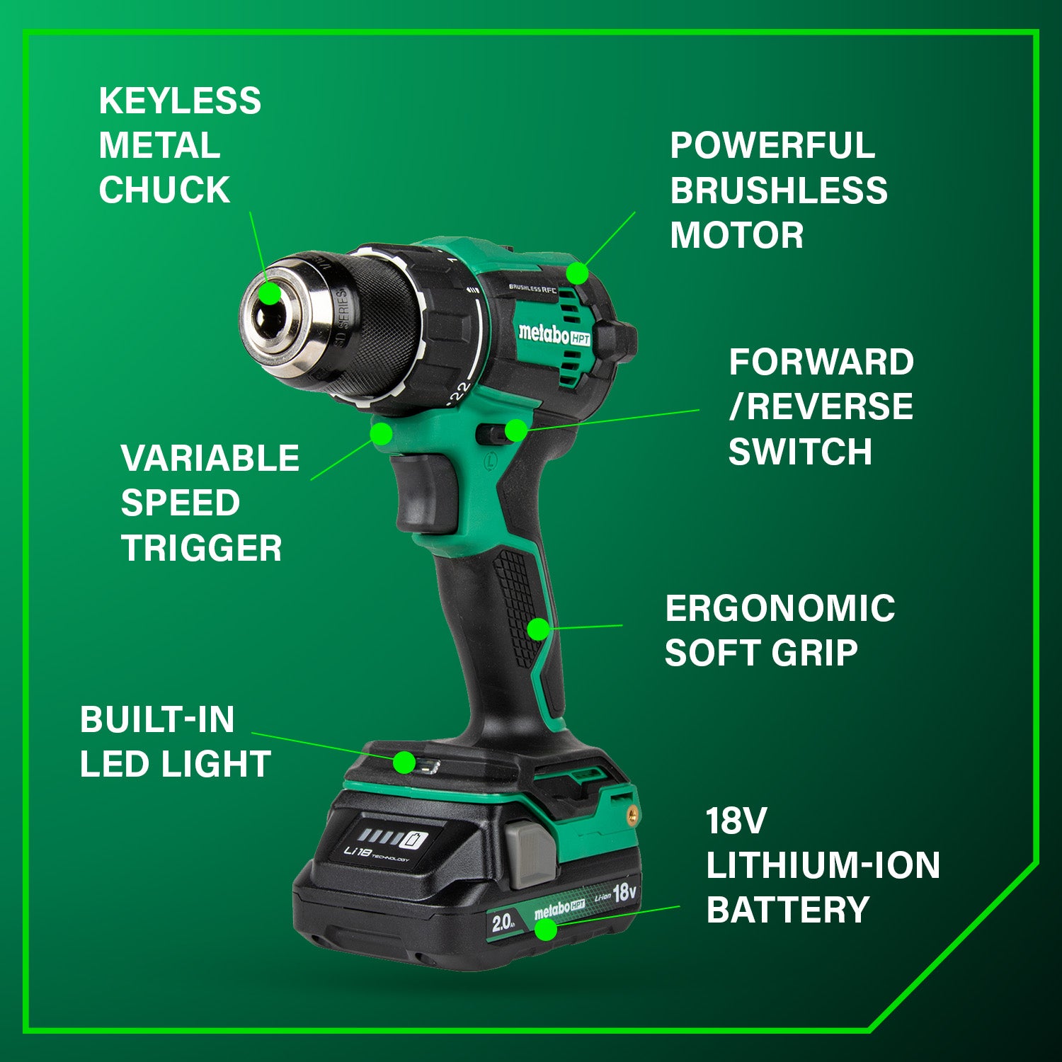 Metabo HPT 18V Multi Volt Cordless Brushless Driver Drill & Impact Driver Combo Kit