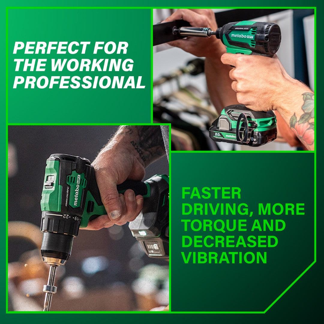 Metabo HPT 18V Multi Volt Cordless Brushless Driver Drill & Impact Driver Combo Kit
