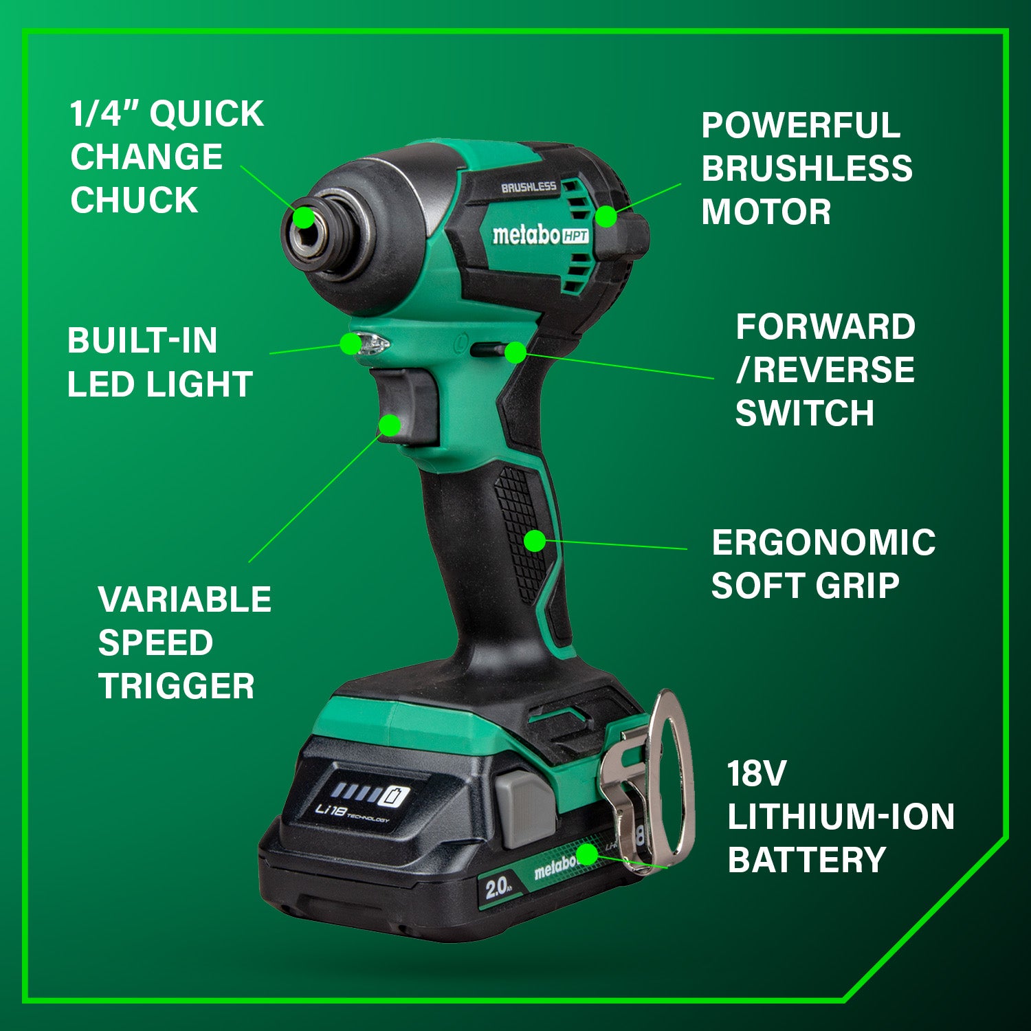 Metabo 18V MultiVolt Impact Driver Brushless Motor Tool Kit 1/4" Chuck
