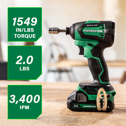 Metabo 18V MultiVolt Impact Driver Brushless Motor Tool Kit 1/4" Chuck
