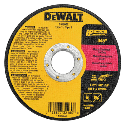 Dewalt 4-1/2" Metal Cutting Wheel - 5 Pack