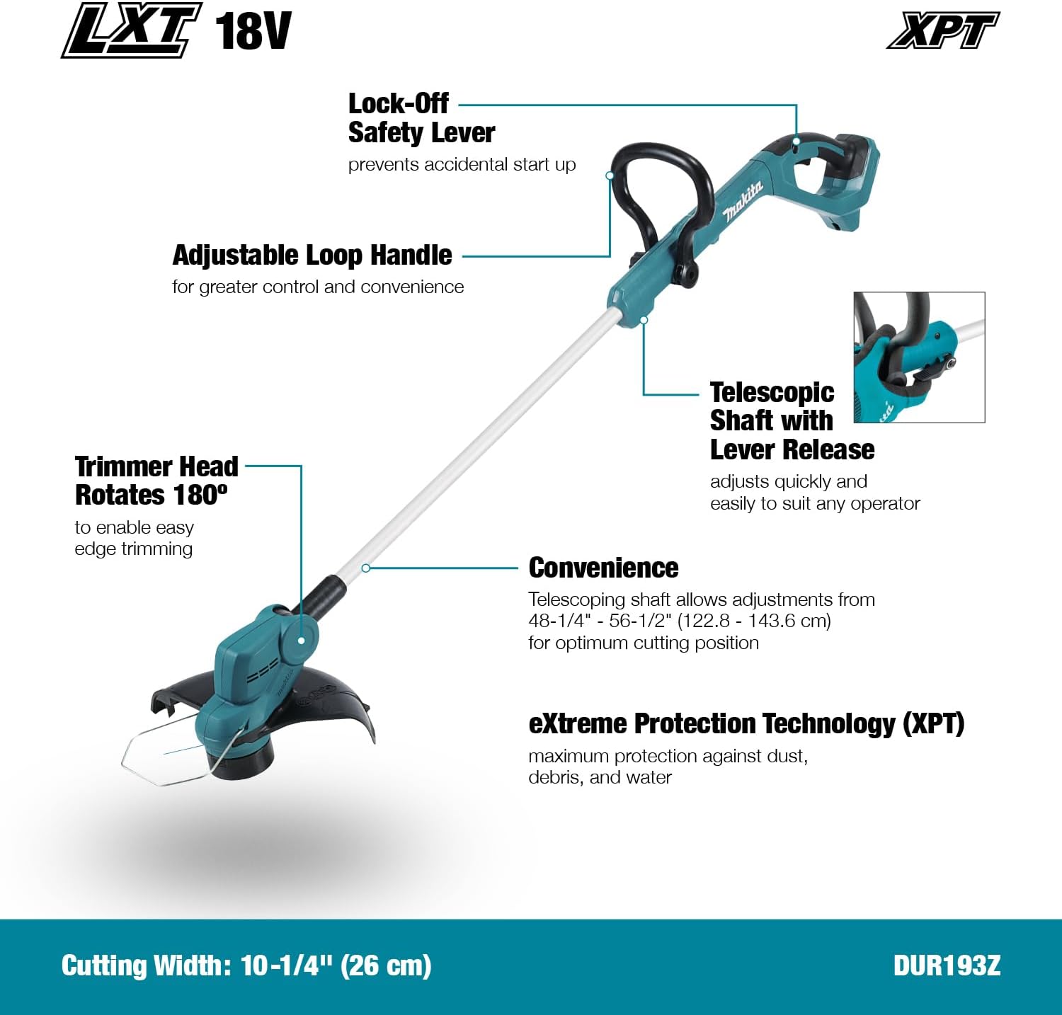 Makita 18V LXT XPT 10 1/4" Line Trimmer - Tool Only