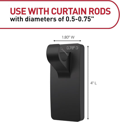 Command Curtain Rod Hooks  2 Hooks 4 Strips - Matte Black