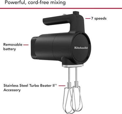 KitchenAid Go Cordless Hand Mixer  Battery Included - Black Matte