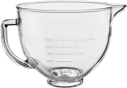 KitchenAid 5 Quart Tilt Head Glass Bowl with Measurement Markings & Lid