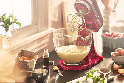 KitchenAid 5 Quart Tilt Head Glass Bowl with Measurement Markings & Lid