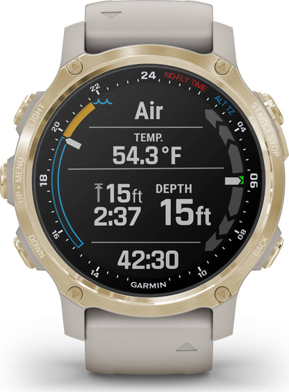 Garmin Descent Mk2S Light Gold with Sand Silicone Band