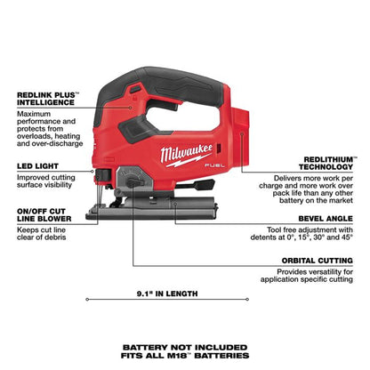 Milwaukee Electric M18 Fuel D Handle Jig Saw - Tool Only