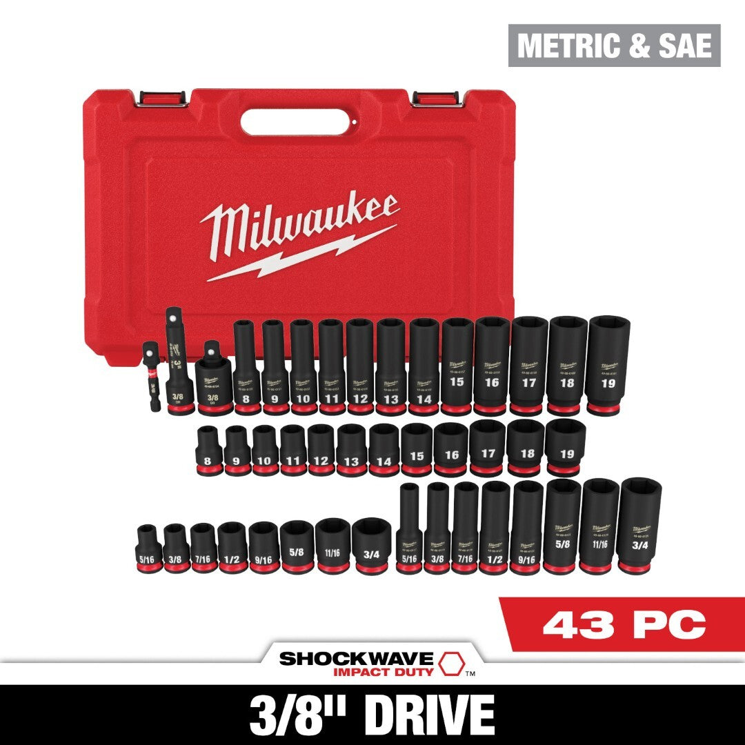 Milwaukee Electric Impact Socket Set - 43 Pcs