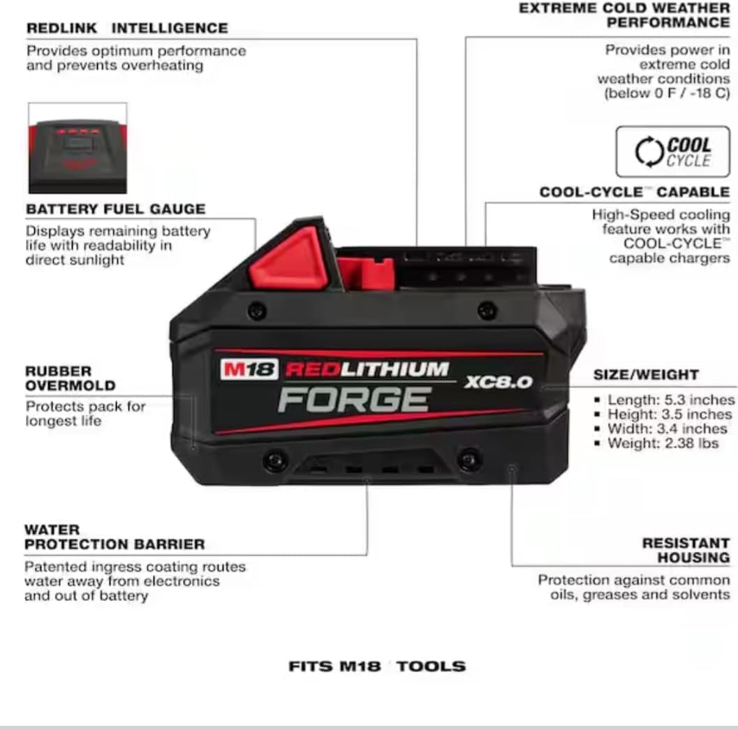 Milwaukee Electric M18 Forge XC8.0 Battery