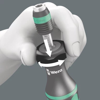 Wera - Series 7400 Kraftform adjustable torque screwdrivers (2.5-29.0 in. lbs.) with Rapidaptor quick-release chuck, 7445 x 2.5-11.5 in. lbs.