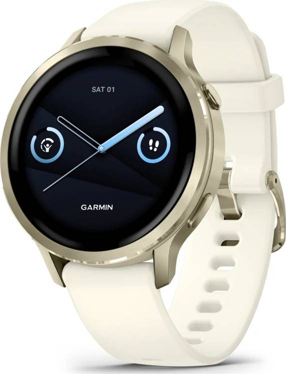 Garmin Venu 4 – 41 mm Lunar Gold with Bone Silicone Band