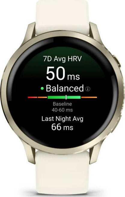 Garmin Venu 4 – 41 mm Lunar Gold with Bone Silicone Band