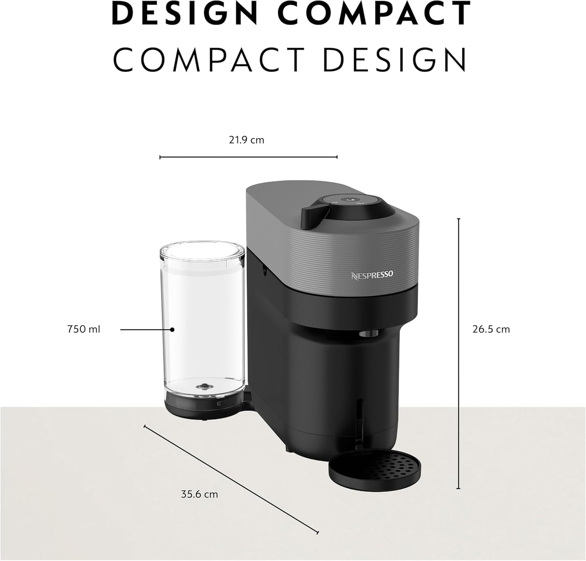 Nespresso Vertuo Pop+ Coffee and Espresso Machine by Breville - Dark Grey