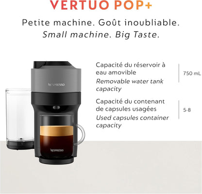 Machine à café et à espresso Nespresso Vertuo Pop+ de Breville - Gris foncé