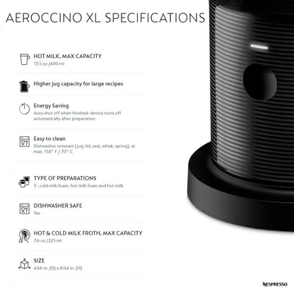 Nespresso Aeroccino XL Milk Frother - Black