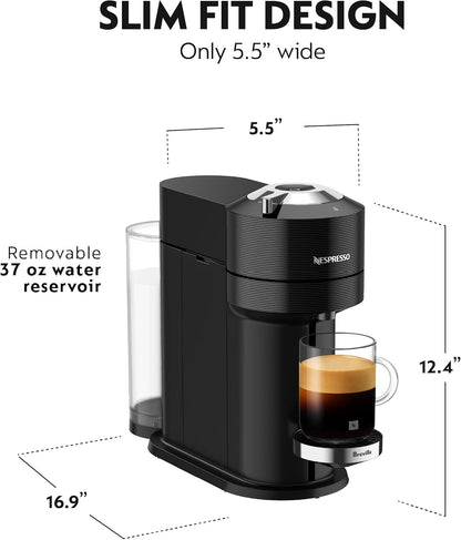 Nespresso Vertuo Next Premium Coffee and Espresso Machine by Breville with Aeroccino Milk Frother - Classic Black