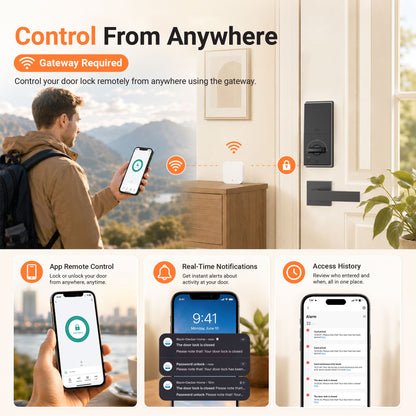 Black & Decker Smart Lock with Entrance Handle & Gateway - Black