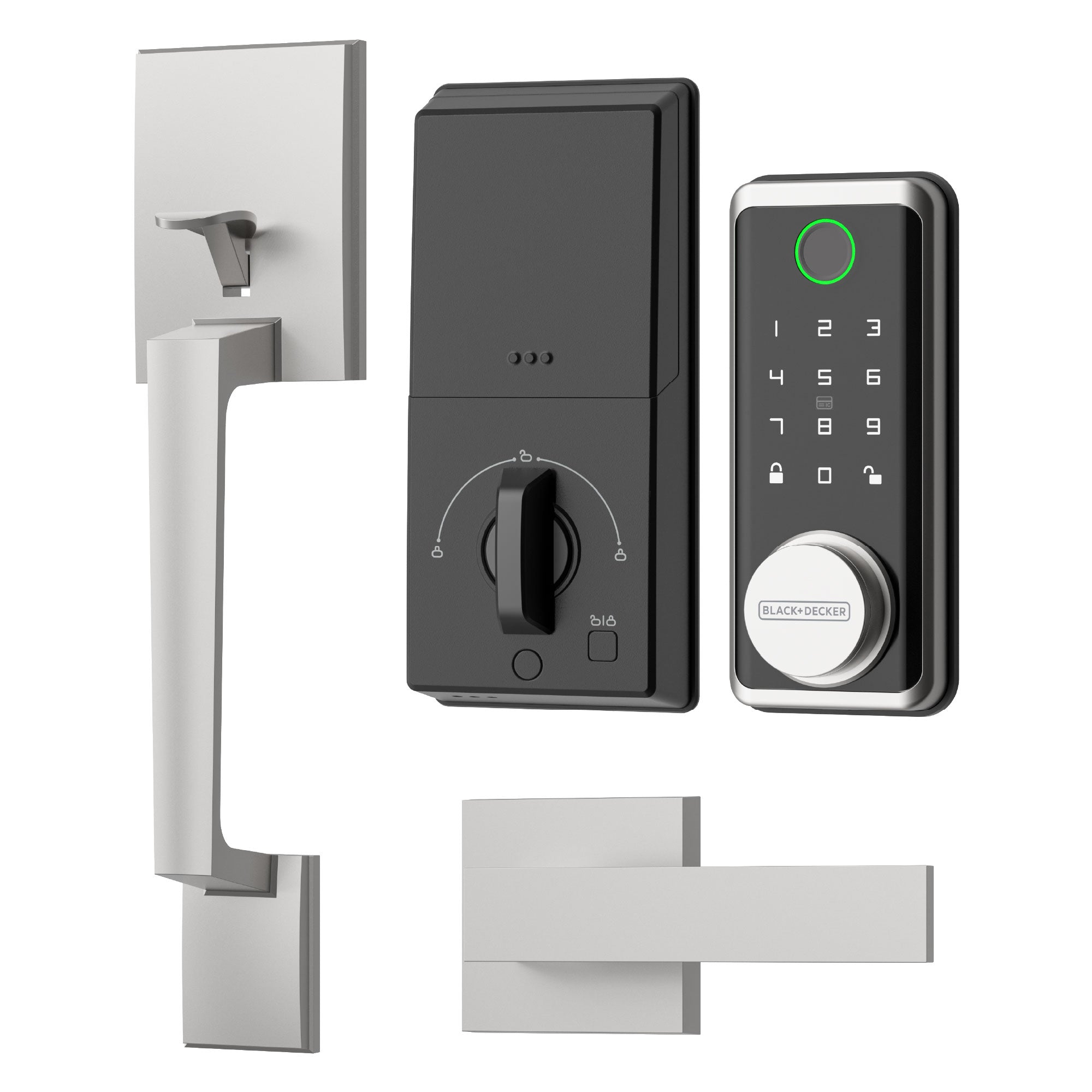 Black & Decker Smart Lock avec poignée d'entrée et passerelle - Argent