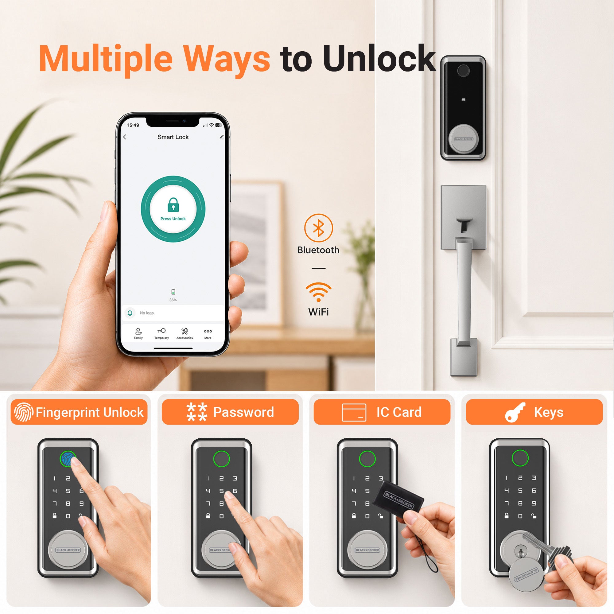 Black & Decker Smart Lock with Entrance Handle & Gateway - Silver