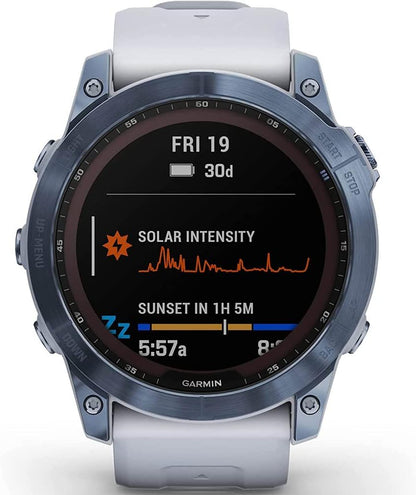 Garmin Fēnix 7X Sapphire Solar Edition -  Mineral Blue Titanium with Whitestone Band