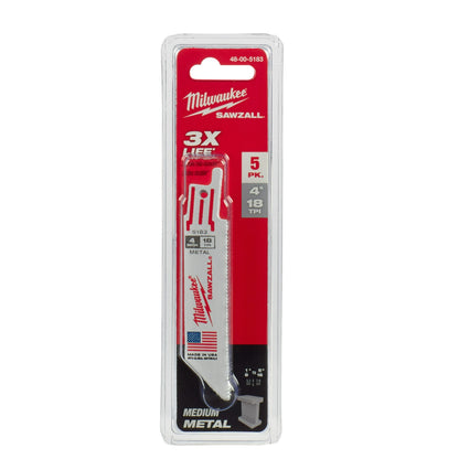 Lame SAWZALL 4" 18 TPI pour métal moyen - paquet de 10