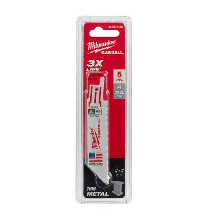 Lame SAWZALL 4" 24 TPI pour métal fin - paquet de 10